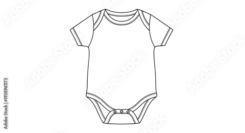 Minimalist line drawing of a baby onesie or bodysuit representing infant clothing, nursery essentials, and newborn baby products themes.