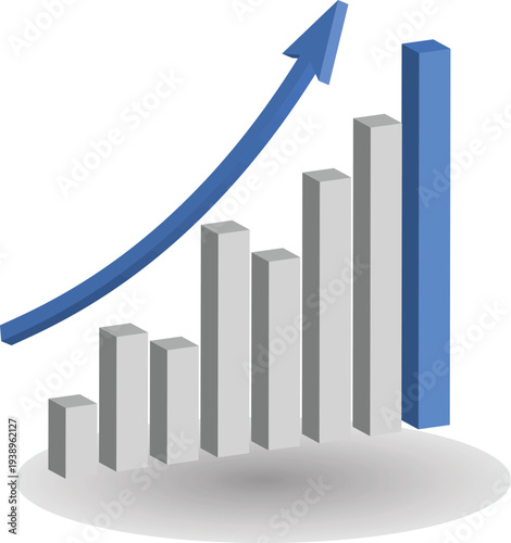 Graph diagram up icon, business growth success chart with arrow, business bar sign, profit growing symbol, progress bar symbol, growing graph icons – stock vector
