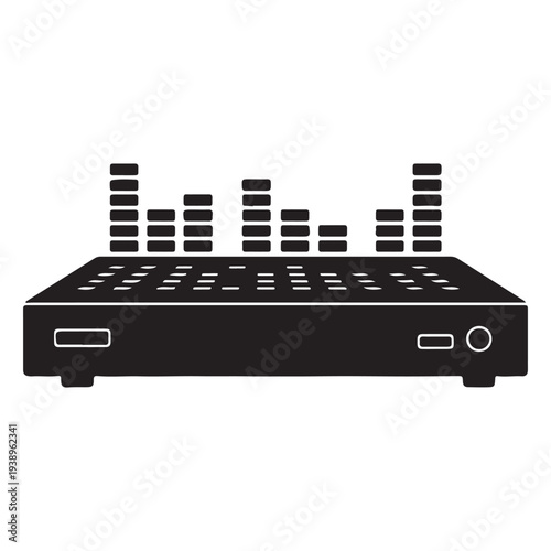 Sound mixer with equalizer bars on top for music production and audio engineering  professional studio equipment for sound technicians and musicians