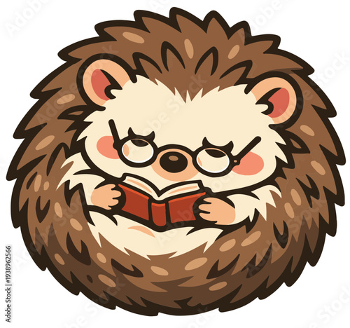 A cozy hedgehog enjoying a quiet reading moment. The design humorously reflects introverted personalities who enjoy books and peaceful activities.