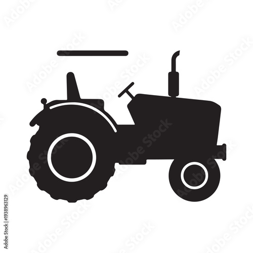 Tractor silhouette icon agricultural vehicle farming equipment machine  isolated on white background