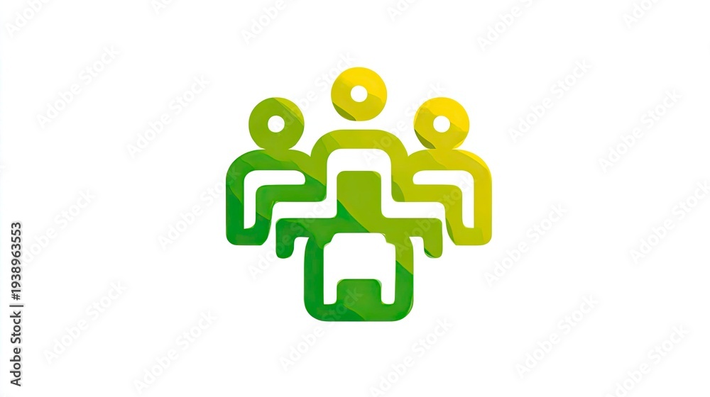 Fototapeta premium Modern Minimalist Design of Three Abstract People in Green and Yellow