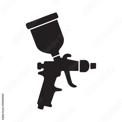 Paint spray gun icon silhouette