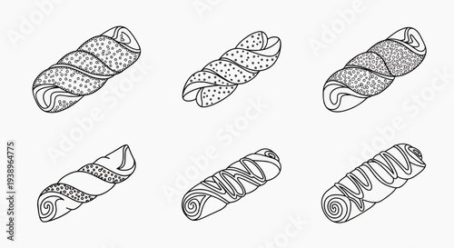 Illustration of various croissants on display for food enthusiasts to enjoy