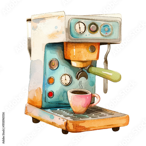 cute coffee machine hand drawn vector illustration