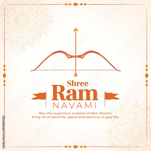 Shree Ram Navami minimalist greeting design with bow and arrow symbol