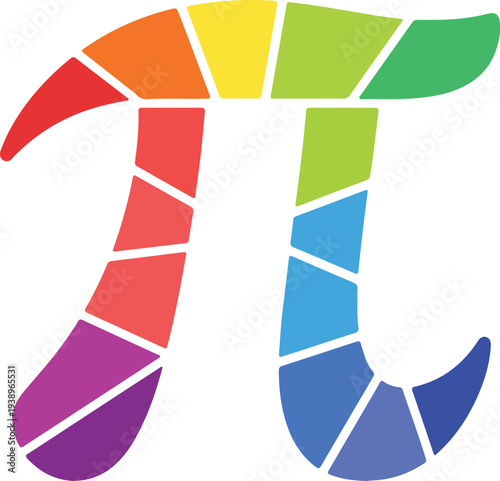 Colorful Segmented Pi Symbol – Modern Mathematics Constant Pi Day Concept Vector Illustration