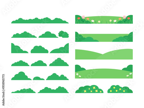 단순한 아이콘 형태의 풀숲 일러스트