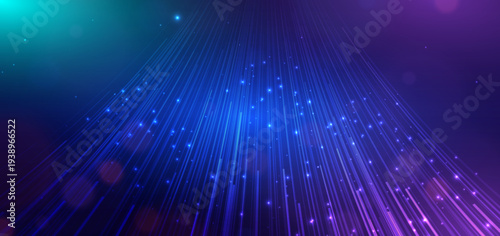 Abstract futuristic light streak lines with glowing data stream technology background