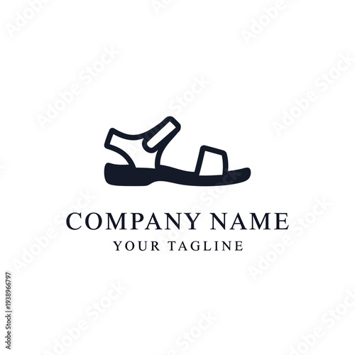 Black Sandal Footwear Illustration Logo Design.