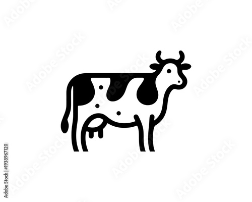 Cow Dairy Farm Animal Logo Holstein Breed Black and White Graphic Livestock Symbol