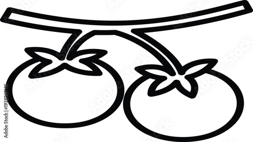 A simple line drawing of two cherries on a stem