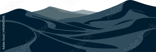 Abstract mountains landscape with rolling hills and valleys in shades of blue vector background vector illustration