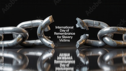 International day in remembrance of slavery victims and bondage chains broken freedom