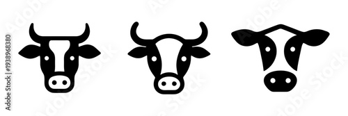 Cow Heads Logos Set Farm Animal Faces Collection Livestock Symbols