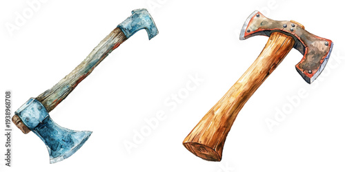 axe watercolor vector illustration
