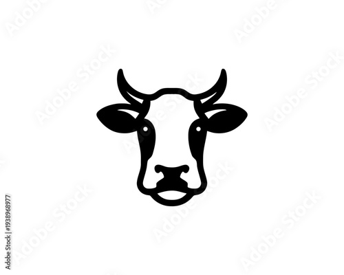 Cow Head Logo Dairy Farm Animal Symbol Livestock Agriculture Fresh Product Art
