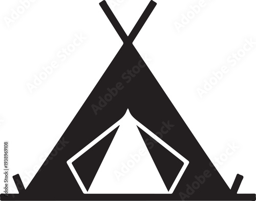 Camping tent at outdoor camp or tipi, teepee flat icon for apps and websites