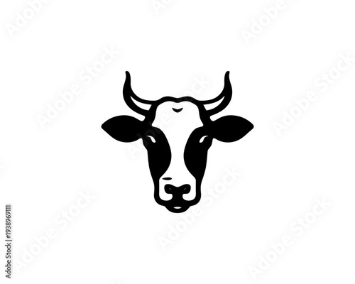 Cow Head Logo Black White Dairy Farm Animal Livestock Agriculture Sub Niche