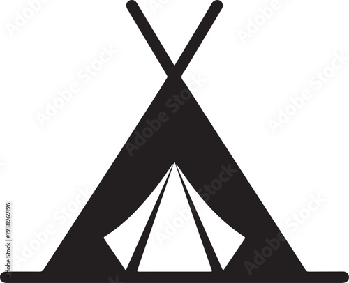 Camping tent at outdoor camp or tipi, teepee flat icon for apps and websites