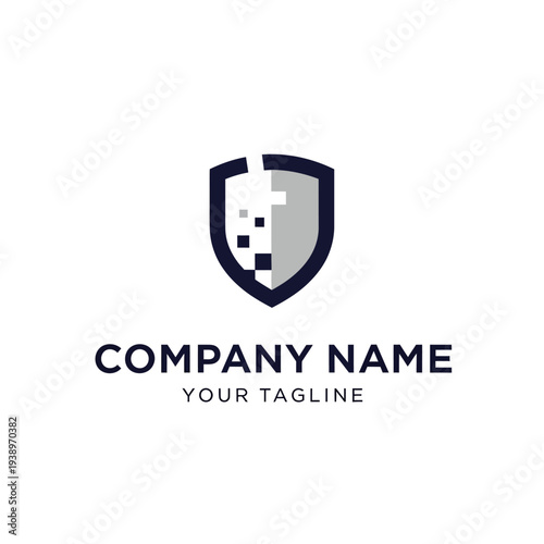 Shield Logo Design with Puzzle Piece Inside.