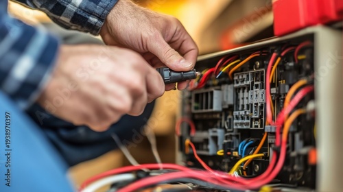 Electrician upgrading an electrical fuse panel