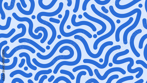 Abstract hand drawn doodle blue line pattern background.