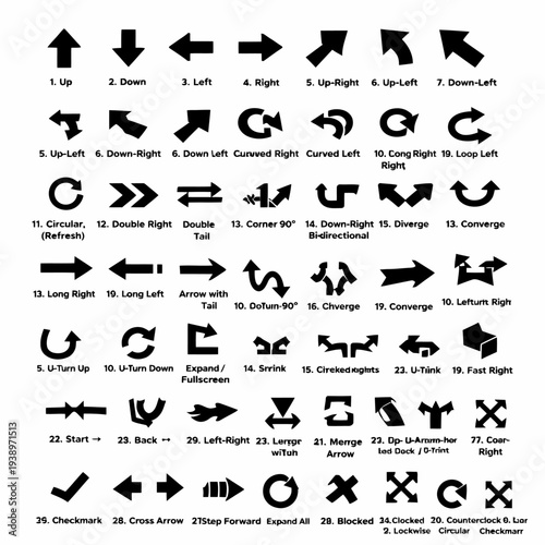 Collection of various arrow symbols and icons