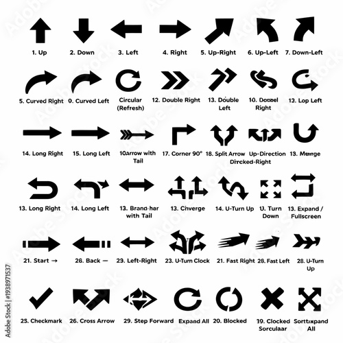 Collection of various arrow symbols and icons