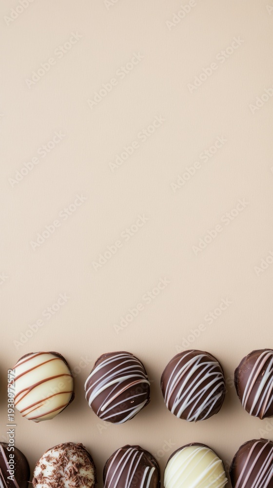Fototapeta premium Gourmet Chocolate Bonbons in a Decadent Row