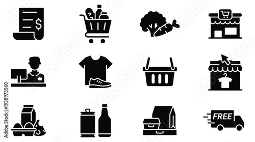 Branch with leaves and berries in silhouette style