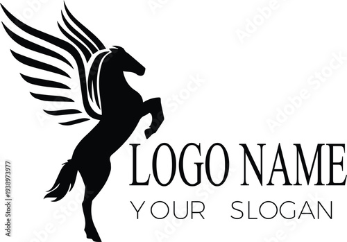 PrintPegasus Winged Horse Logo Silhouette