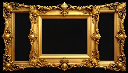 Ornate golden frames arranged in a decorative composition