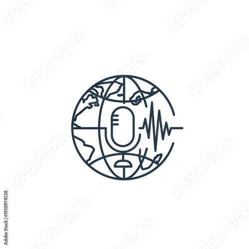 Global microphone and sound wave on world map