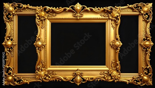 Ornate golden frames arranged in a decorative composition
