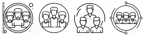 People Team Icon Circle Set for Group Collaboration