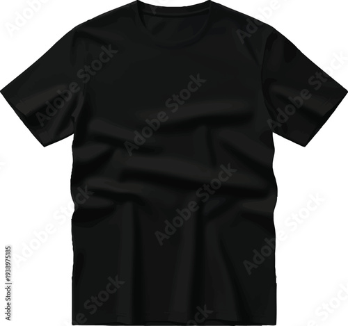 Plain Black T-Shirt Mockup Isolated on White Background Minimalist Casual Apparel