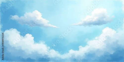 A tranquil, cloud-filled sky creates a sense of openness and freedom. Featuring the softness and delicate nature of the clouds set against the clear, inviting blue sky.