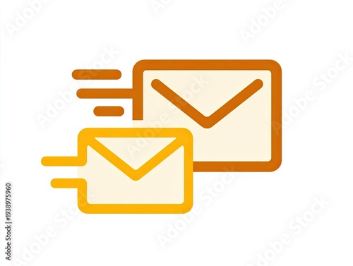 Two envelopes in motion, conveying rapid delivery