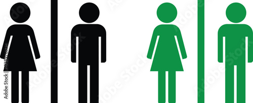 Restroom sign illustrating accessible toilets for people with disabilities on white background