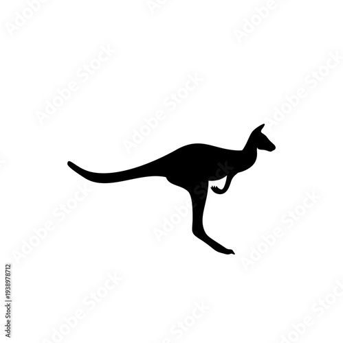 kangaroo silhouette. Cute australia animal vector illustration