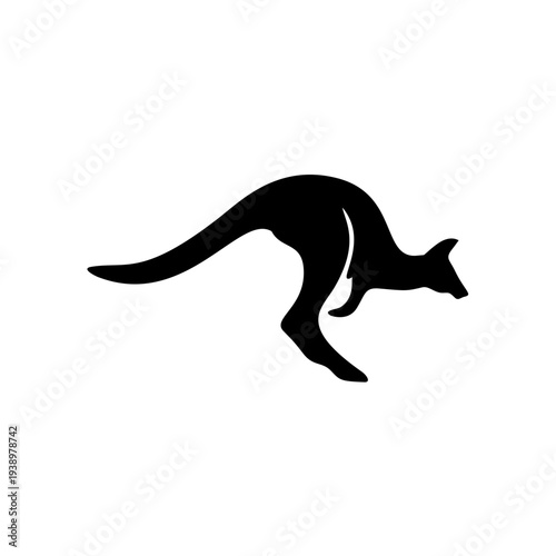 kangaroo silhouette. Cute australia animal vector illustration