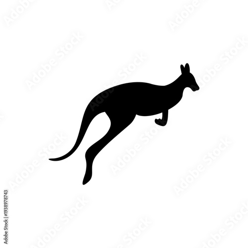 kangaroo silhouette. Cute australia animal vector illustration