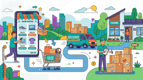 Online shopping delivery process with express service