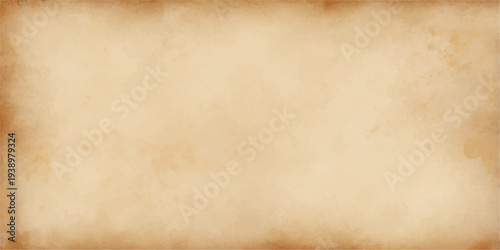 A blank vintage parchment sheet with a stained brown grunge texture and aged beige surface creates a perfect antique paper background for a retro manuscript design