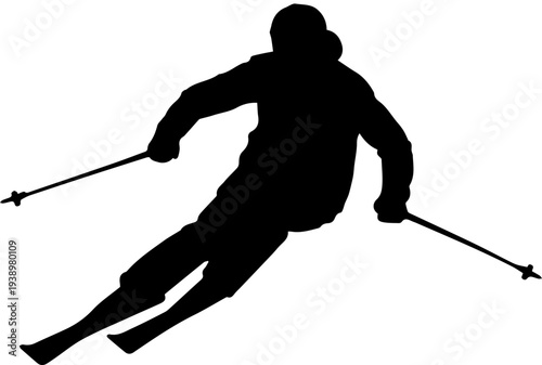 Downhill Skier Silhouette Vector