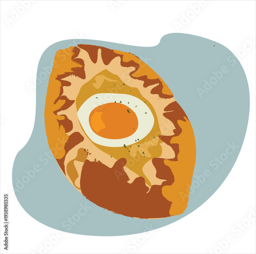 Khachapuri Bread. Khachapuri vector illustration logo with fresh vegetables
