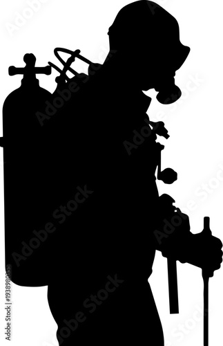 Scuba Diver with Oxygen Tank Silhouette – Underwater Diving