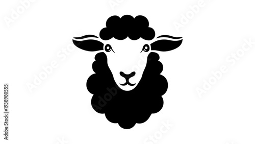 Sheep Head Portrait Vector Silhouette