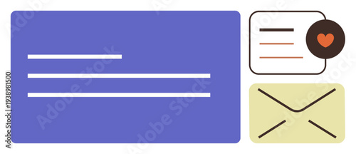 Digital communication, email services, online messaging, correspondence, mailing systems, social media. A simple envelope, email icon and message design. Digital communication and email services